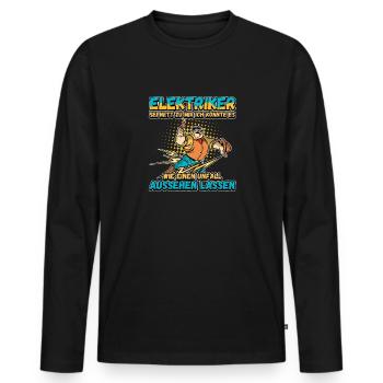 Elektriker - Sei nett zu mir - Elektroniker Lustig - Männer Premium Bio Langarmshirt - Schwarz - Vorne - Nico (187cm)