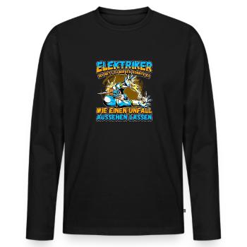 Elektriker - Sei nett zu mir - Elektroniker Lustig - Männer Premium Bio Langarmshirt - Schwarz - Vorne - Nico (187cm)