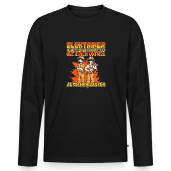 Elektriker - Sei nett zu mir - Elektroniker Lustig - Männer Premium Bio Langarmshirt - Schwarz - Vorne - Nico (187cm)
