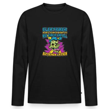 Elektriker - Sei nett zu mir - Elektroniker Lustig - Männer Premium Bio Langarmshirt - Schwarz - Vorne - Nico (187cm)