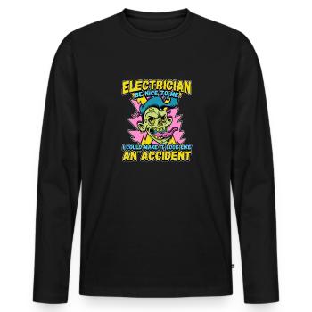Électricien - Soyez gentil avec moi - Technicien en électronique Lustig - T-shirt manches longues Premium bio Homme - noir - Devant - Nico (187cm)