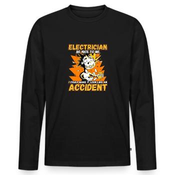 Électricien - Soyez gentil avec moi - Technicien en électronique Lustig - T-shirt manches longues Premium bio Homme - noir - Devant - Nico (187cm)