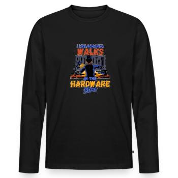 I like romantic walks in the hardware store - Men's Premium Organic Long Sleeve Shirt - black - Front - Nico (187cm)