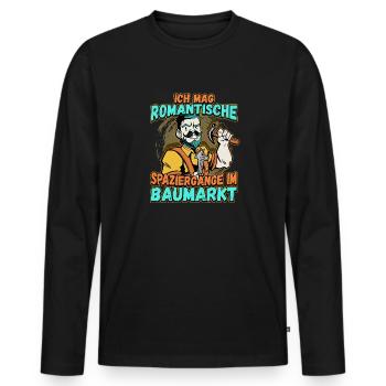Ich Mag Romantische Spaziergänge Im Baumarkt - Männer Premium Bio Langarmshirt - Schwarz - Vorne - Nico (187cm)
