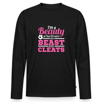 Je suis une beauté dans la rue et une - T-shirt manches longues Premium bio Homme - noir - Devant - Nico (187cm)