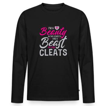 Je suis une beauté dans la rue et une - T-shirt manches longues Premium bio Homme - noir - Devant - Nico (187cm)