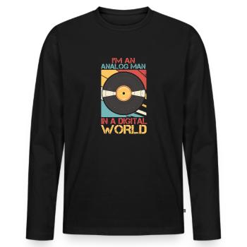 Ich Bin Ein Analoger Mann In Einer Digitalen Welt - Männer Premium Bio Langarmshirt - Schwarz - Vorne - Nico (187cm)