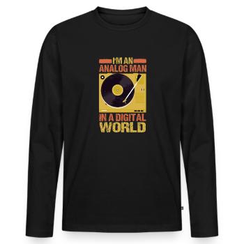 Ich Bin Ein Analoge Mann In Einer Digitalen Welt - Männer Premium Bio Langarmshirt - Schwarz - Vorne - Nico (187cm)