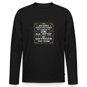 Metzger seine Majestät Fleischer - Männer Premium Bio Langarmshirt - Schwarz - Vorne - Nico (187cm)