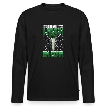 Lauch Kostüm Bodybuilding Satire Gym Jga - Männer Premium Bio Langarmshirt - Schwarz - Vorne - Nico (187cm)