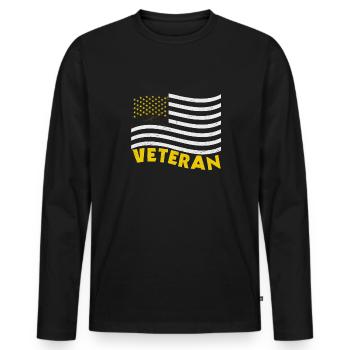 Vétéran Du service du drapeau américain États-Unis - T-shirt manches longues Premium bio Homme - noir - Devant - Nico (187cm)