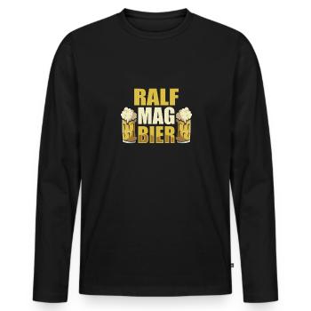 Ralf mag Bier Name Geburtstag - Männer Premium Bio Langarmshirt - Schwarz - Vorne - Nico (187cm)