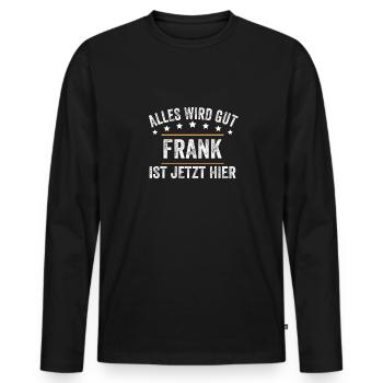 Frank Vorname Name Geburtstag - Männer Premium Bio Langarmshirt - Schwarz - Vorne - Nico (187cm)
