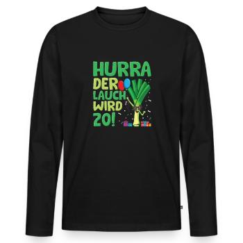 Hurra der Lauch wird 20 - Männer Premium Bio Langarmshirt - Schwarz - Vorne - Nico (187cm)