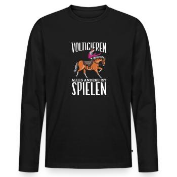 Voltigieren - Männer Premium Bio Langarmshirt - Schwarz - Vorne - Nico (187cm)