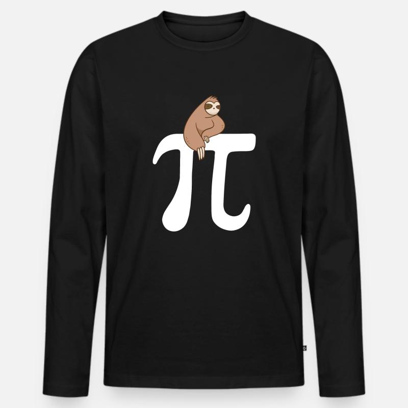 Math Sloth Pi - Männer Premium Bio Langarmshirt - Schwarz