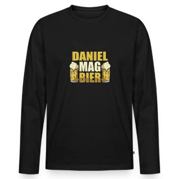 Daniel mag Bier Name Geburtstag - Männer Premium Bio Langarmshirt - Schwarz - Vorne - Nico (187cm)