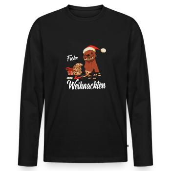 Frohe Weihnachten Otter Heilig Abend Bescherung - Männer Premium Bio Langarmshirt - Schwarz - Vorne - Nico (187cm)