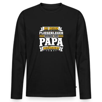 Fliesenleger werden zum Papa befördert - Männer Premium Bio Langarmshirt - Schwarz - Vorne - Nico (187cm)