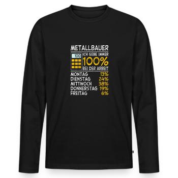 Immer 100% Metallbauer - Männer Premium Bio Langarmshirt - Schwarz - Vorne - Nico (187cm)