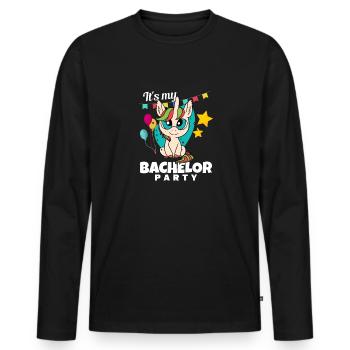Bachelorette Funny Unicorn Pour Femmes C’est Ma Bache - T-shirt manches longues Premium bio Homme - noir - Devant - Nico (187cm)