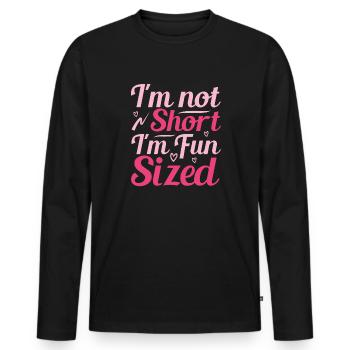 Je ne suis pas petite, je m’amuse en taille - T-shirt manches longues Premium bio Homme - noir - Devant - Nico (187cm)