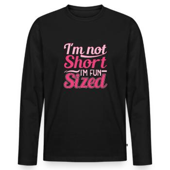 Je ne suis pas petite, je m’amuse en taille - T-shirt manches longues Premium bio Homme - noir - Devant - Nico (187cm)