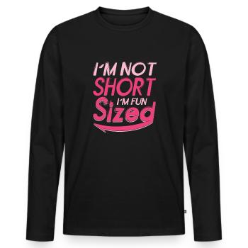 Je ne suis pas petite, je m’amuse en taille - T-shirt manches longues Premium bio Homme - noir - Devant - Nico (187cm)