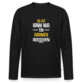 Rainer Vorname Name Geburtstag - Männer Premium Bio Langarmshirt - Schwarz - Vorne - Nico (187cm)