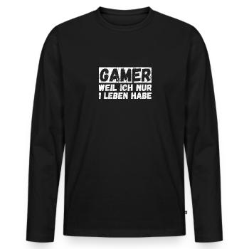 Gamer - Weil ich nur ein leben habe!PC Gamer WASD - Männer Premium Bio Langarmshirt - Schwarz - Vorne - Nico (187cm)