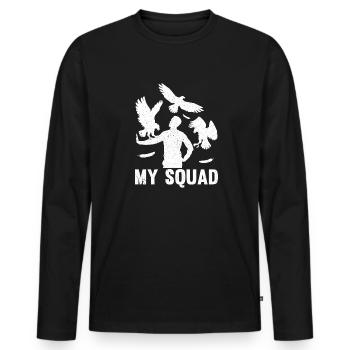 Bird of Prey funny falconer saying hunting design - Men's Premium Organic Long Sleeve Shirt - black - Front - Nico (187cm)