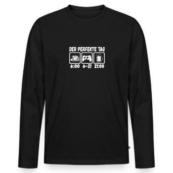 Gamer Der Perfekte Tag Controller Gaming Lustiges - Männer Premium Bio Langarmshirt - Schwarz - Vorne - Nico (187cm)