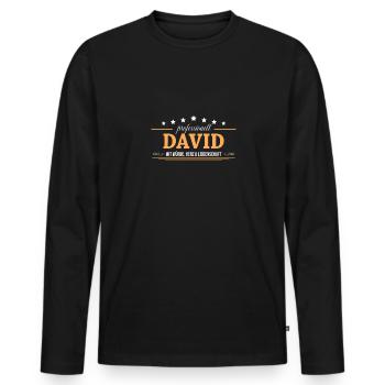 Professionell David Name Vorname - Männer Premium Bio Langarmshirt - Schwarz - Vorne - Nico (187cm)