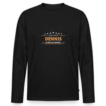 Professionell Dennis Name Vorname - Männer Premium Bio Langarmshirt - Schwarz - Vorne - Nico (187cm)