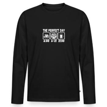 Der Perfekte Tag eines Dachdeckers Zimmerer - Männer Premium Bio Langarmshirt - Schwarz - Vorne - Nico (187cm)