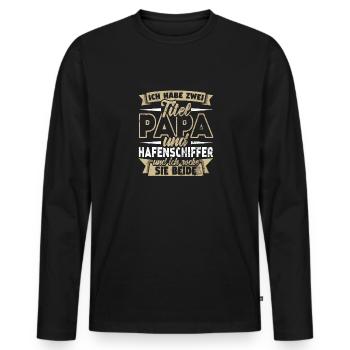 Hafenschiffer - Männer Premium Bio Langarmshirt - Schwarz - Vorne - Nico (187cm)