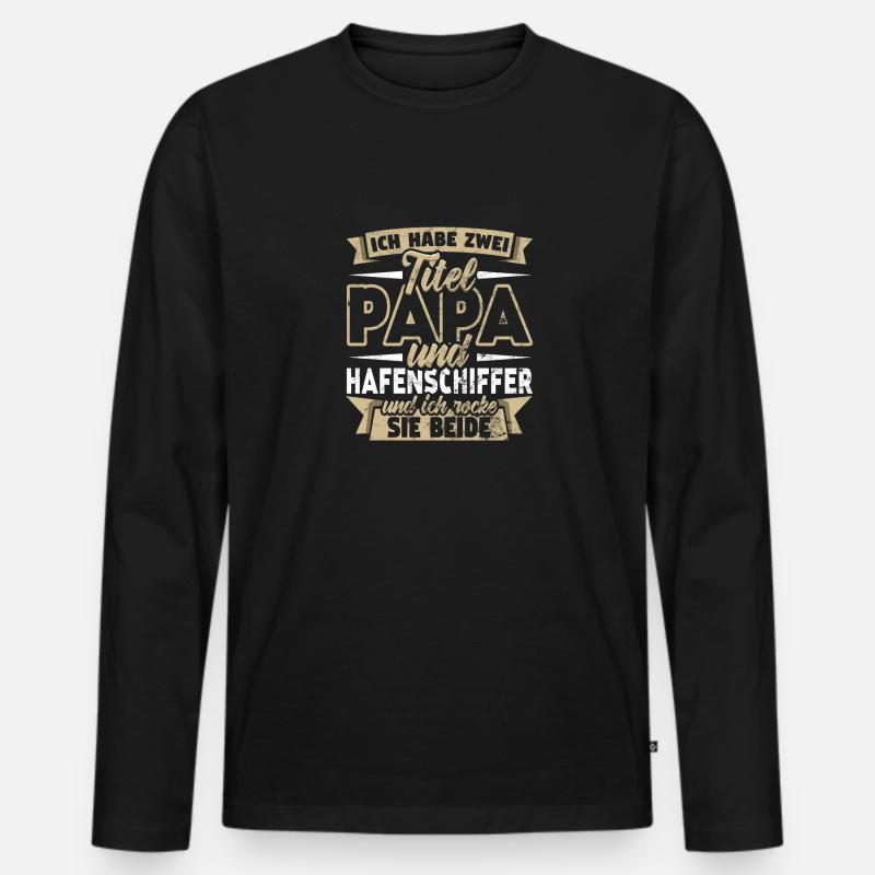 Hafenschiffer - Männer Premium Bio Langarmshirt - Schwarz