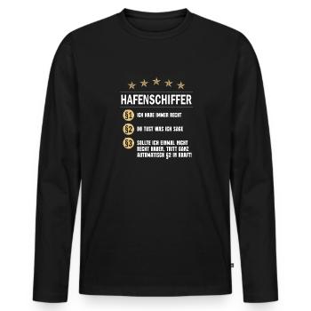 Hafenschiffer Paragraph - Männer Premium Bio Langarmshirt - Schwarz - Vorne - Nico (187cm)