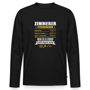 Zimmerer Stundenlohn Tischler - Männer Premium Bio Langarmshirt - Schwarz - Vorne - Nico (187cm)