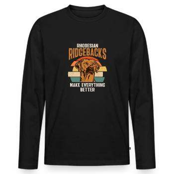 Rhodesian Ridgeback Dog - Men's Premium Organic Long Sleeve Shirt - black - Front - Nico (187cm)
