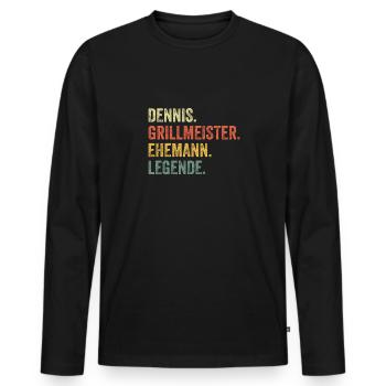 Dennis Grillmeister Ehemann Vorname Grillen - Männer Premium Bio Langarmshirt - Schwarz - Vorne - Nico (187cm)