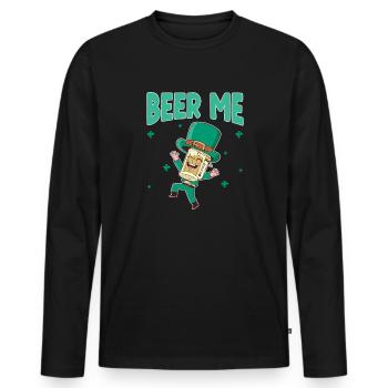 Fête irlandaise de la Saint-Patrick - T-shirt manches longues Premium bio Homme - noir - Devant - Nico (187cm)