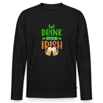 Fête irlandaise de la Saint-Patrick - T-shirt manches longues Premium bio Homme - noir - Devant - Nico (187cm)