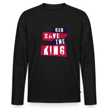 Dieu sauve le roi - T-shirt manches longues Premium bio Homme - noir - Devant - Nico (187cm)