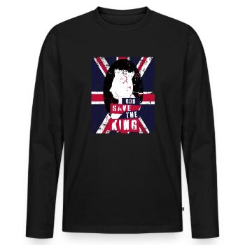 Dieu protège le roi - T-shirt manches longues Premium bio Homme - noir - Devant - Nico (187cm)