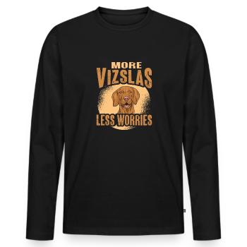 Vizsla Plus Vizslas moins de soucis - T-shirt manches longues Premium bio Homme - noir - Devant - Nico (187cm)