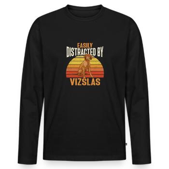 Vizsla lässt sich leicht von Vizslas ablenken - Männer Premium Bio Langarmshirt - Schwarz - Vorne - Nico (187cm)