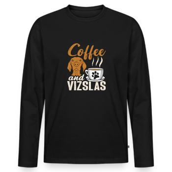Café et Vizslas Vizsla hongrois - T-shirt manches longues Premium bio Homme - noir - Devant - Nico (187cm)