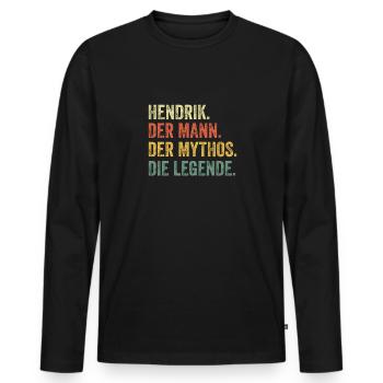 Hendrik Mann Mythos Legende Vorname Name - Männer Premium Bio Langarmshirt - Schwarz - Vorne - Nico (187cm)