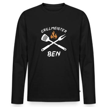 Grillmeister Ben - Männer Premium Bio Langarmshirt - Schwarz - Vorne - Nico (187cm)